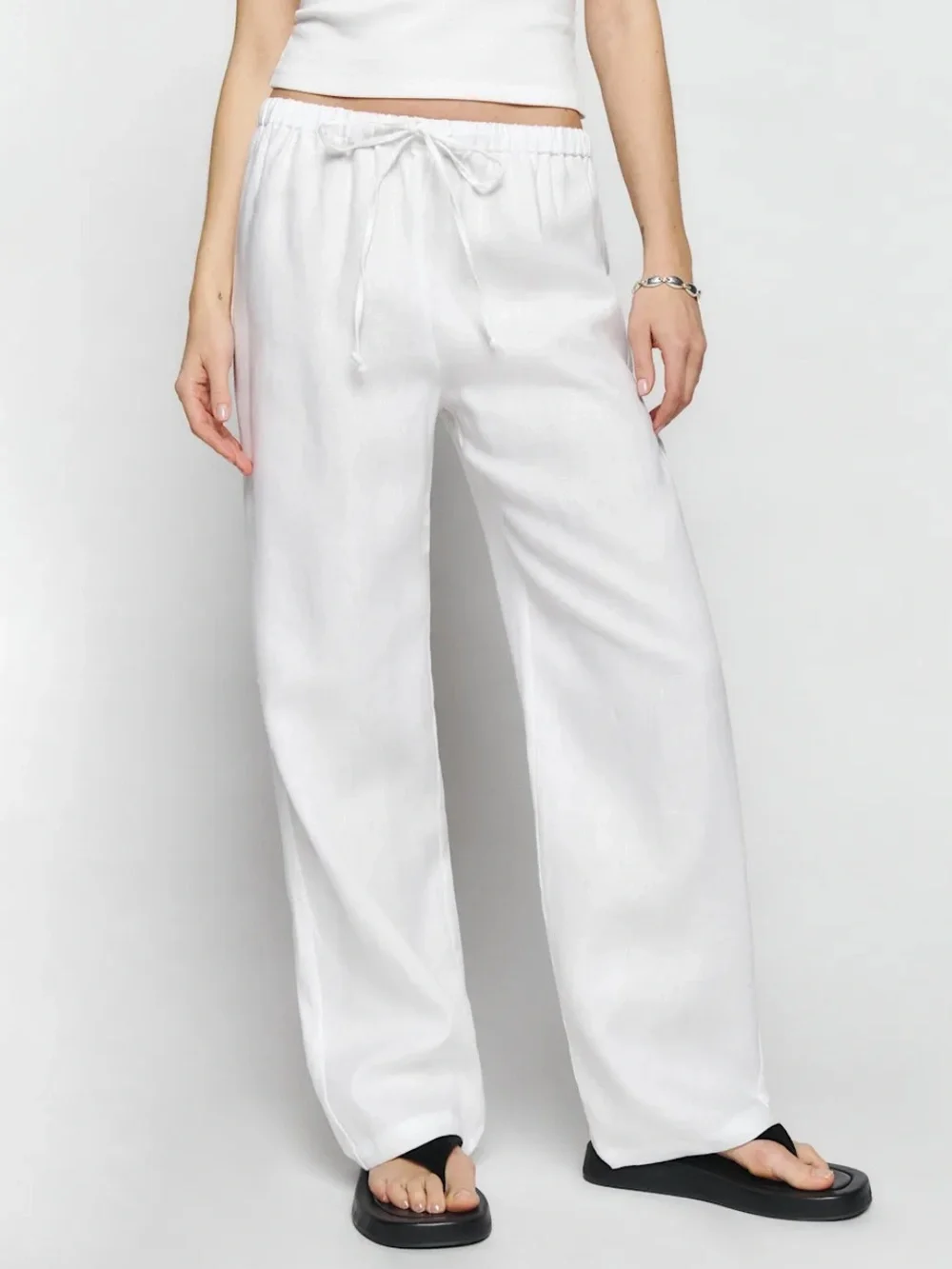 Reformation Olina Linen Short Pant Small Petite White